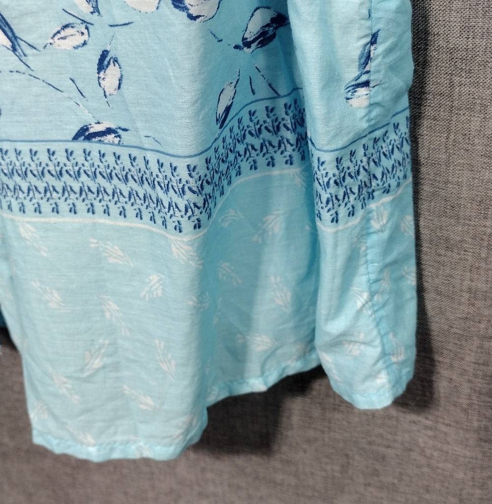 Style & Co. Floral Babydoll Top Women's M Blue Cottagecore Peasant Retro Y2K - Picture 4 of 8